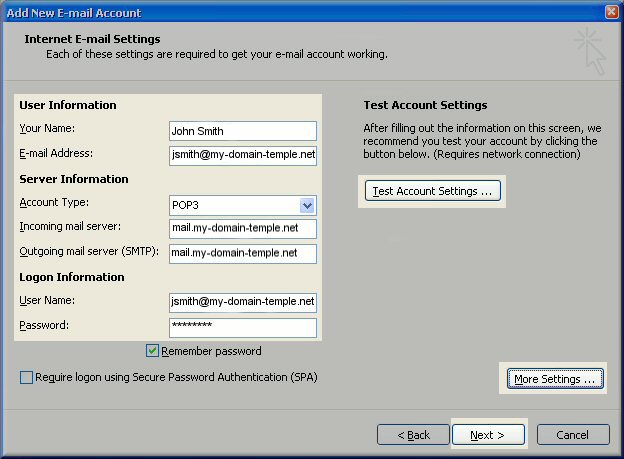 test email configuration outlook